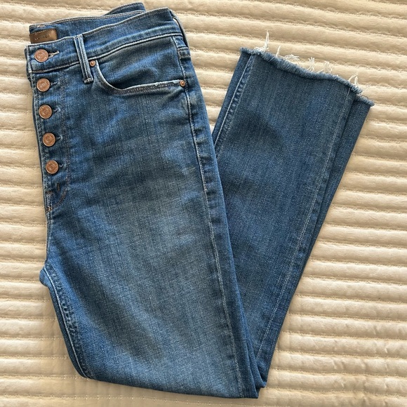 Mother Women’s The Pixie Dazzler Ankle Fray Jeans in Beginners Luck, Size 29 - Picture 14 of 15